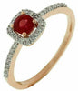 ESTATE .55CT DIAMOND & AAA RUBY 14KT ROSE GOLD ROUND SQUARE HALO ENGAGEMENT RING