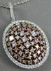 ESTATE LARGE 1.89CT WHITE & PINK DIAMOND 18K 2 TONE GOLD 3D CLUSTER OVAL PENDANT