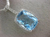 ESTATE LARGE 9.61CT DIAMOND & CUSHION BLUE TOPAZ 14K WHITE GOLD FILIGREE PENDANT