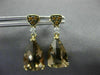 LARGE 5.41CT DIAMOND YELLOW SAPPHIRE & AAA SMOKY TOPAZ 14KT YELLOW GOLD EARRINGS