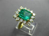 ESTATE LARGE 5.36CT DIAMOND & AAA EMERALD 18K YELLOW GOLD FLOWER ENGAGEMENT RING