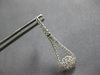 ESTATE .88CT DIAMOND 14KT WHITE GOLD CLASSIC FLOWER TEAR DROP HANGING EARRINGS