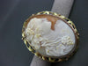 ANTIQUE LARGE 14K YELLOW & ROSE GOLD FLORAL LADY SHELL CAMEO PENDANT & PIN 22497