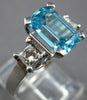 LARGE 4.07CT DIAMOND & AAA AQUAMARINE 14KT WHITE GOLD 3D ENGAGEMENT RING #57860