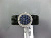 .59CT DIAMOND & AAA SAPPHIRE 14KT BLACK GOLD ROUND CLUSTER FLEXIBLE RING PENDANT