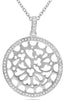 .16CT DIAMOND 14KT WHITE GOLD CIRCULAR OPEN FILIGREE FLORAL FUN FLOATING PENDANT
