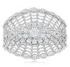 ESTATE EXTRA LARGE 11.74CT DIAMOND 18K WHITE GOLD 3D FLORAL CUFF BANGLE BRACELET