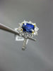 ESTATE WIDE 2.21CT DIAMOND & AAA SAPPHIRE 14K WHITE GOLD CUSHION ENGAGEMENT RING