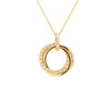ESTATE .28CT DIAMOND 18KT YELLOW GOLD 3D ROUND TRINITY CIRCULAR FLOATING PENDANT