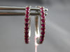 ESTATE .34CT AAA RUBY 14KT WHITE GOLD CLASSIC OVAL HUGGIE HOOP HANGING EARRINGS
