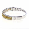 LARGE 3.11CT WHITE FANCY YELLOW DIAMOND 18KT 2 TONE GOLD MULTI ROW CUFF BRACELET