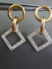 ESTATE .46CT DIAMOND 14KT WHITE & ROSE GOLD 3D CIRCLE & SQUARE HANGING EARRINGS