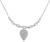 ESTATE .34CT DIAMOND 14KT WHITE GOLD ROUND PAVE TEAR DROP LOVE KNOT FUN NECKLACE