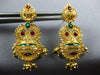 LARGE .22CT DIAMOND & ENAMEL 22KT YELLOW GOLD CHANDELIER HANGING EARRINGS #26949