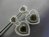 ESTATE .35CT DIAMOND & SMOKY TOPAZ 14KT WHITE GOLD MILGRAIN ROPE HEART EARRINGS