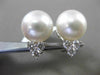 ESTATE .60CT DIAMOND 18K WHITE GOLD AAA SOUTH SEA PEARL 3 STONE CLIP ON EARRINGS