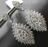 LARGE 3.23CT DIAMOND 18KT WHITE GOLD 3D ROUND CLUSTER TEAR DROP HANGING EARRINGS