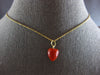 AAA CORAL 14KT YELLOW GOLD 3D HANDCRAFTED STRAWBERRY FUN FLOATING PENDANT #28215