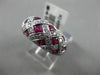 ESTATE WIDE 2.05CT DIAMOND & RUBY 14KT WHITE GOLD CRISS CROSS WOVEN ETOILE RING