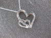 ESTATE .22CT DIAMOND 14KT WHITE GOLD 3D DOUBLE HEART LOVE KNOT FLOATING PENDANT