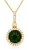 ESTATE 1.63CT DIAMOND & AAA RUSSALITE 14K YELLOW GOLD CLASSIC ROUND HALO PENDANT