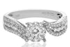 ESTATE .93CT DIAMOND 14KT WHITE GOLD 3D FLOWER CRISS CROSS LOVE KNOT FUN RING