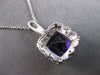 2.09CT DIAMOND & AAA AMETHYST 14K WHITE GOLD 3D CUSHION & ROUND FLOATING PENDANT