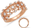 WIDE .52CT DIAMOND 14KT ROSE GOLD OPEN FILIGREE SEMI ETERNITY ANNIVERSARY RING