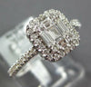 ESTATE .50CT DIAMOND 18KT WHITE GOLD ROUND & BAGUETTE CLUSTER SQUARE HALO RING