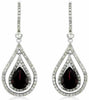 ESTATE 1.43CT DIAMOND & AAA RHODOLITE 14K WHITE GOLD 3D PEAR SHAPE HALO EARRINGS