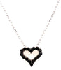 ESTATE .66CT BLACK DIAMOND 18KT WHITE GOLD 3D OPEN HEART LOVE FLOATING PENDANT