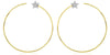ESTATE LARGE .10CT DIAMOND 14KT YELLOW GOLD 3D STAR FUN HOOP HANGING EARRINGS