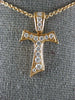ESTATE SMALL .37CT DIAMOND 18KT ROSE GOLD 3D HANDCRAFTED CROSS PENDANT