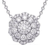 ESTATE .72CT DIAMOND 14KT WHITE GOLD 3D CLASSIC FLOWER LOVE NECKLACE