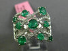 ESTATE 1.66CT DIAMOND & AAA EMERALD 18KT WHITE GOLD MULTI ROW CRISS CROSS RING
