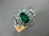 ESTATE LARGE 2.26CT DIAMOND & AAA EMERALD 18K WHITE GOLD 3D HALO ENGAGEMENT RING