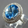 LARGE 3.48CT DIAMOND & AAA BLUE TOPAZ 14K WHITE GOLD DOUBLE HALO ENGAGEMENT RING