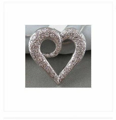 ANTIQUE LARGE 1.10CTW DIAMOND HEART 14KT W GOLD PENDANT