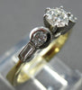 ESTATE .88CT DIAMOND 14KT 2 TONE GOLD 3D ROUND & BAGUETTE ENGAGEMENT RING #27991
