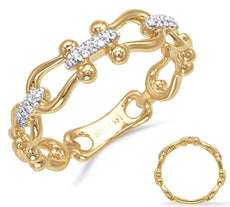.09CT DIAMOND 14KT YELLOW GOLD MULTI HORSESHOE LOVE KNOT 3/4TH ANNIVERSARY RING