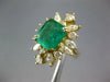 EXTRA LARGE 5.0CT DIAMOND & AAA EMERALD 14KT YELLOW GOLD 3D FLORAL COCKTAIL RING