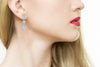 LARGE 1.81CT DIAMOND 18KT WHITE GOLD 3D ROUND & BAGUETTE SQUARE HANGING EARRINGS