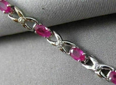 ANTIQUE 3.17CT DIAMOND & AAA RUBY 14K WHITE GOLD LOVE TENNIS BRACELET #18907