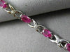 ANTIQUE 3.17CT DIAMOND & AAA RUBY 14K WHITE GOLD LOVE TENNIS BRACELET #18907