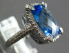 ESTATE LARGE 8.0CT DIAMOND & AAA BLUE TOPAZ 14KT WHITE GOLD 3D FILIGREE FUN RING