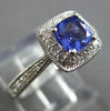 0.75CT DIAMOND & AAA TANZANITE 14KT WHITE GOLD SQUARE HALO ENGAGEMENT RING #27879