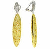 LARGE 3.15CT WHITE FANCY YELLOW DIAMOND 18K 2 TONE GOLD CLIP ON HANGING EARRINGS