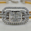 LARGE 1.16CT DIAMOND 18KT 2 TONE GOLD ROUND & BAGUETTE FLEXIBLE BANGLE BRACELET