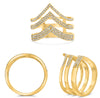 ESTATE LARGE .43CT DIAMOND 14K YELLOW GOLD MULTI ROW V SHAPE BUTTERFLY LOVE RING