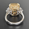 LARGE 7.37CT DIAMOND & AAA EMERALD 18KT 2 TONE GOLD EMERALD CUT ENGAGEMENT RING